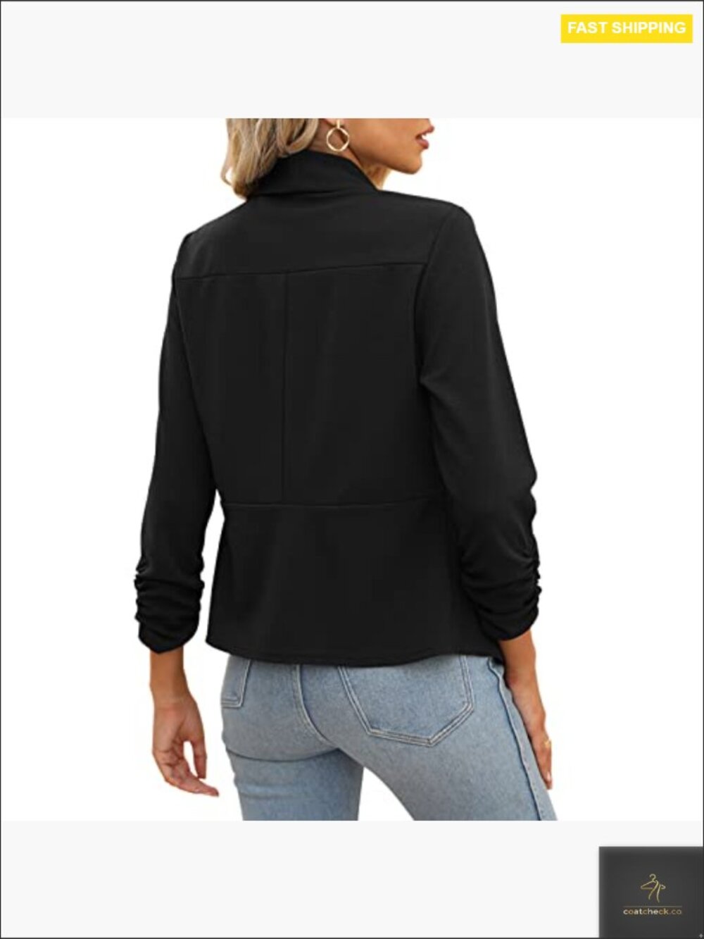 Women 3/4 Sleeve Blazer Open Front Cardigan Jacket Work Office Blazer - Picture 6 of 7